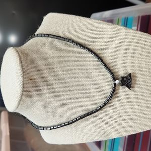 Hematite Cat Charm Necklace